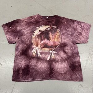 Vintage The Mountain Shirt Mens 2XL Purple Horse Graphic Western Tie Dye 2004